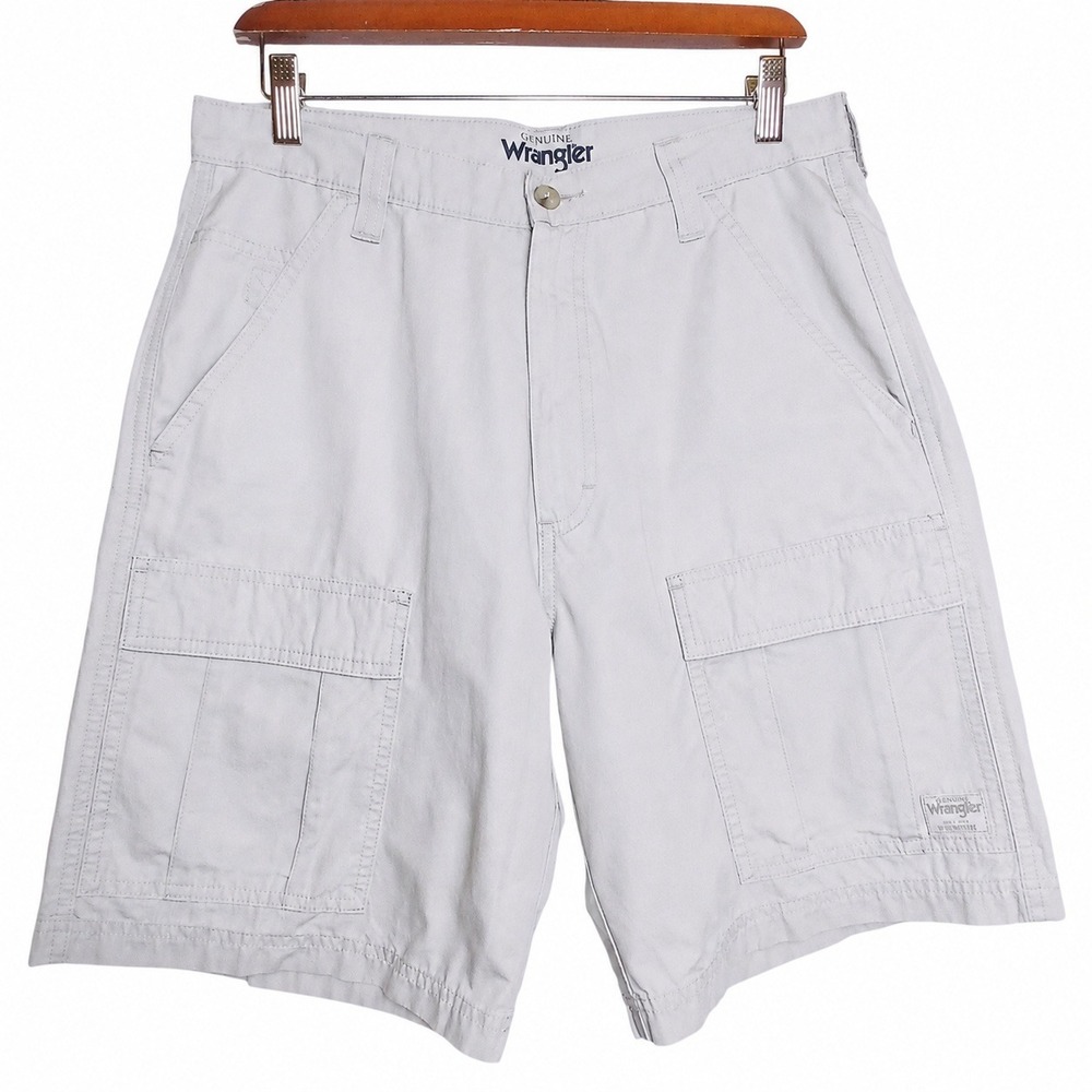 Wrangler Cargo Shorts Men 32 Gray Cotton Y2K Skater Workwear 9 Inseam